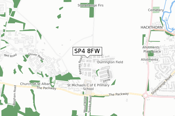 SP4 8FW map - small scale - OS Open Zoomstack (Ordnance Survey)