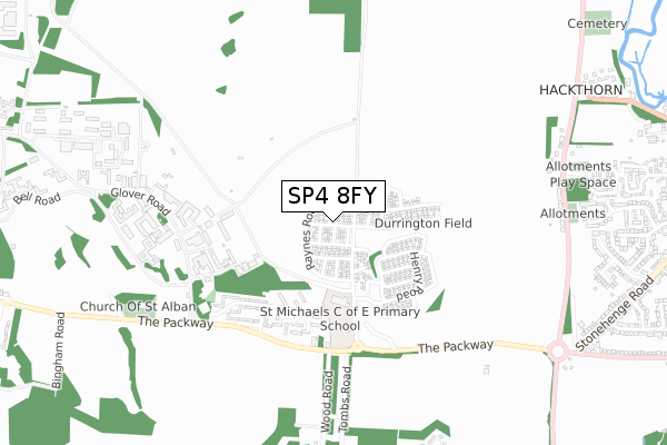 SP4 8FY map - small scale - OS Open Zoomstack (Ordnance Survey)