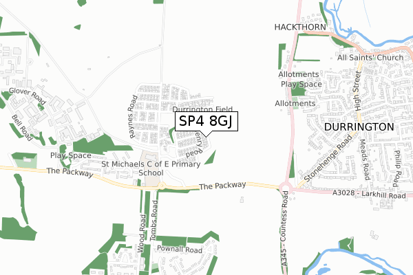 SP4 8GJ map - small scale - OS Open Zoomstack (Ordnance Survey) SP4 8GJ map - small scale - OS Open Zoomstack (Ordnance Survey)