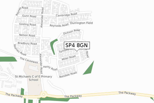 SP4 8GN map - large scale - OS Open Zoomstack (Ordnance Survey)