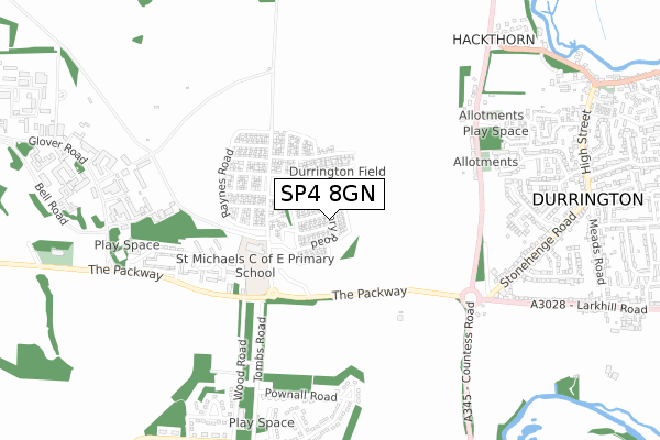 SP4 8GN map - small scale - OS Open Zoomstack (Ordnance Survey)