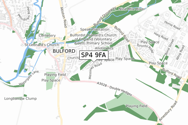 SP4 9FA map - small scale - OS Open Zoomstack (Ordnance Survey)