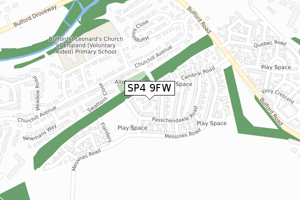 SP4 9FW map - large scale - OS Open Zoomstack (Ordnance Survey)