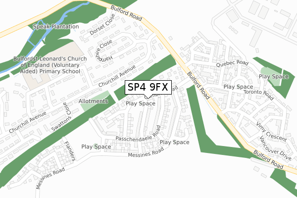 SP4 9FX map - large scale - OS Open Zoomstack (Ordnance Survey)