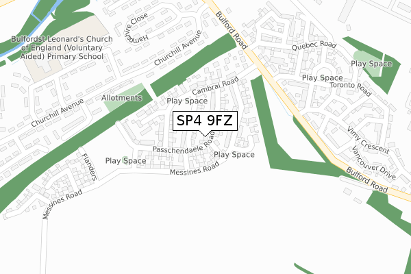 SP4 9FZ map - large scale - OS Open Zoomstack (Ordnance Survey)