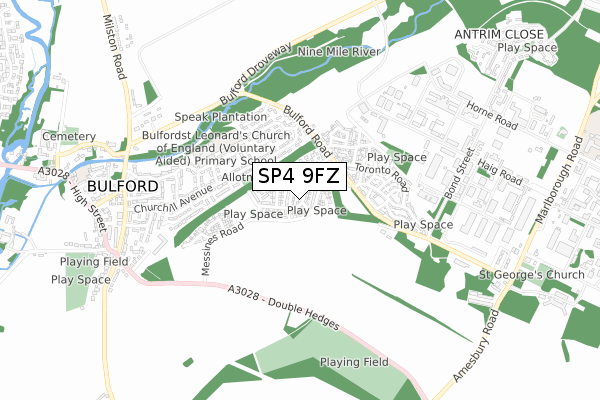 SP4 9FZ map - small scale - OS Open Zoomstack (Ordnance Survey)