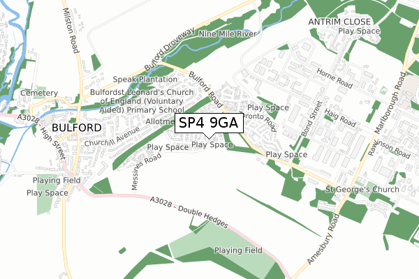 SP4 9GA map - small scale - OS Open Zoomstack (Ordnance Survey)