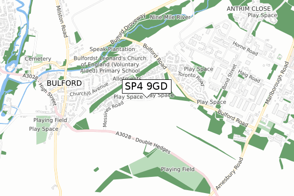 SP4 9GD map - small scale - OS Open Zoomstack (Ordnance Survey)