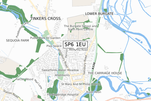 SP6 1EU map - small scale - OS Open Zoomstack (Ordnance Survey)