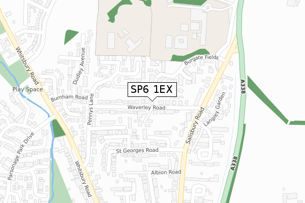 SP6 1EX map - large scale - OS Open Zoomstack (Ordnance Survey)