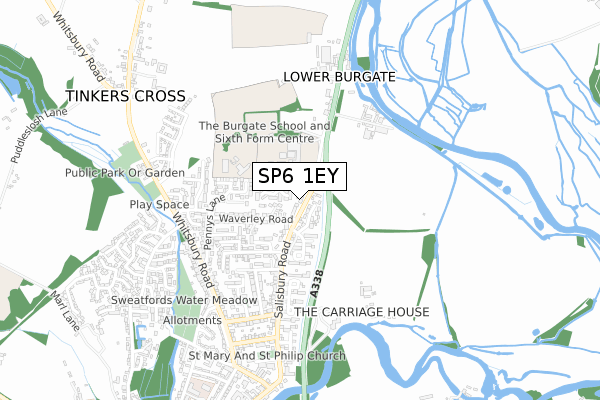 SP6 1EY map - small scale - OS Open Zoomstack (Ordnance Survey)