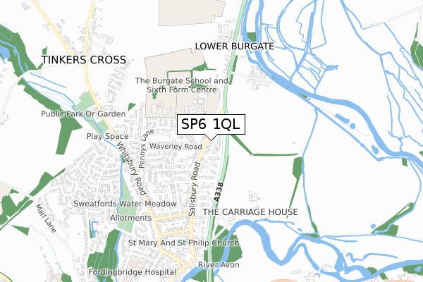 SP6 1QL map - small scale - OS Open Zoomstack (Ordnance Survey)