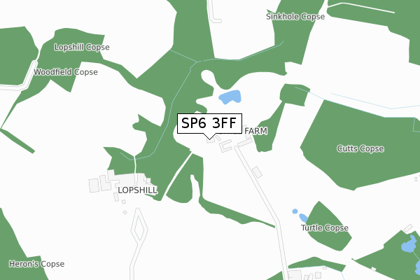 SP6 3FF map - large scale - OS Open Zoomstack (Ordnance Survey)