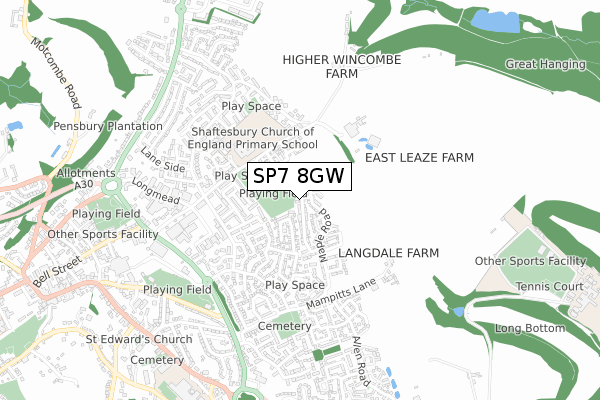 SP7 8GW map - small scale - OS Open Zoomstack (Ordnance Survey) SP7 8GW map - small scale - OS Open Zoomstack (Ordnance Survey)
