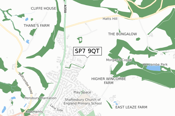 SP7 9QT map - small scale - OS Open Zoomstack (Ordnance Survey)
