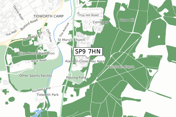 SP9 7HN map - small scale - OS Open Zoomstack (Ordnance Survey)