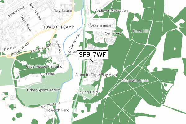 SP9 7WF map - small scale - OS Open Zoomstack (Ordnance Survey)