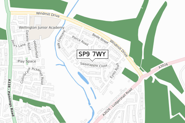 SP9 7WY map - large scale - OS Open Zoomstack (Ordnance Survey)