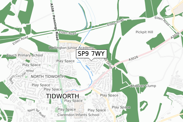 SP9 7WY map - small scale - OS Open Zoomstack (Ordnance Survey)