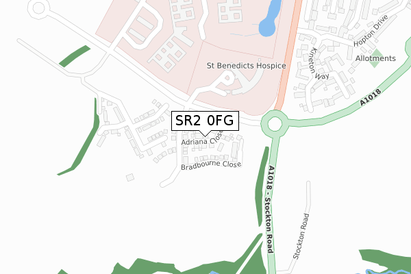 SR2 0FG map - large scale - OS Open Zoomstack (Ordnance Survey)