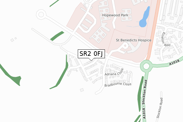 SR2 0FJ map - large scale - OS Open Zoomstack (Ordnance Survey)