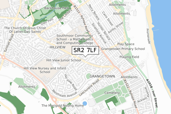 SR2 7LF map - small scale - OS Open Zoomstack (Ordnance Survey)