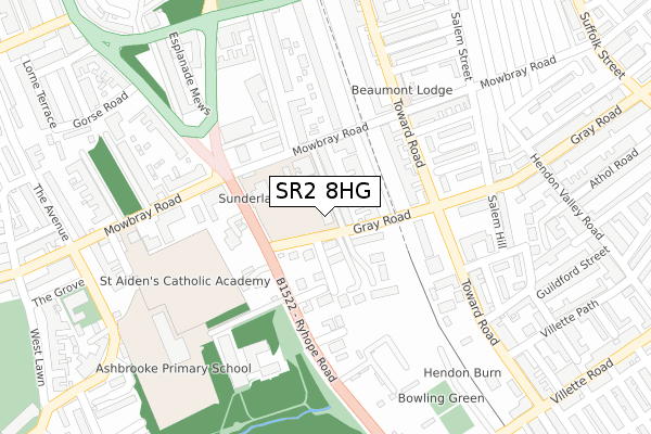 SR2 8HG map - large scale - OS Open Zoomstack (Ordnance Survey)