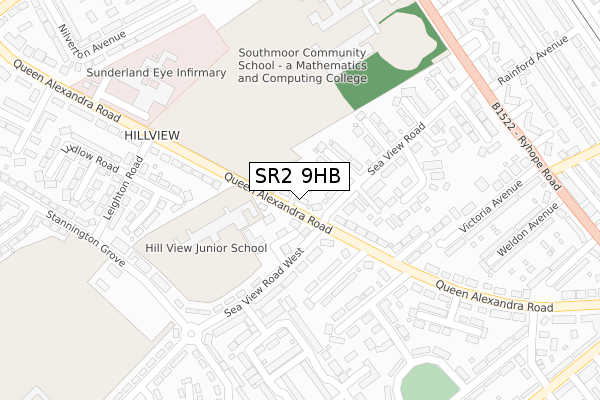SR2 9HB map - large scale - OS Open Zoomstack (Ordnance Survey)