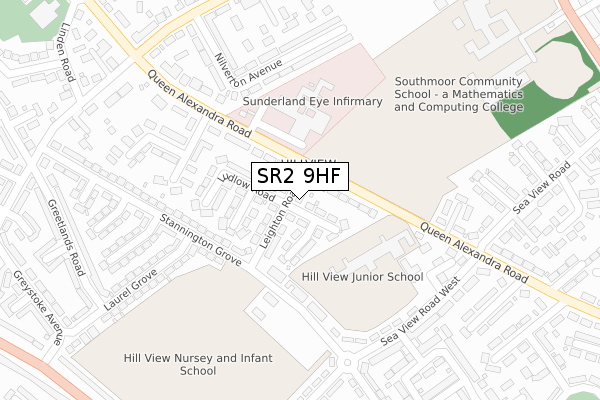 SR2 9HF map - large scale - OS Open Zoomstack (Ordnance Survey)