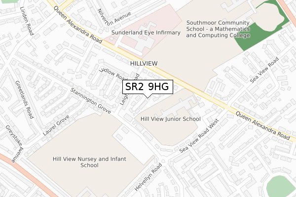 SR2 9HG map - large scale - OS Open Zoomstack (Ordnance Survey)