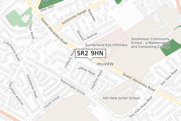 SR2 9HN map - large scale - OS Open Zoomstack (Ordnance Survey)