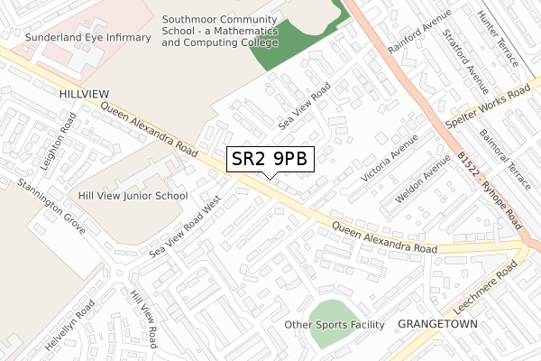 SR2 9PB map - large scale - OS Open Zoomstack (Ordnance Survey)