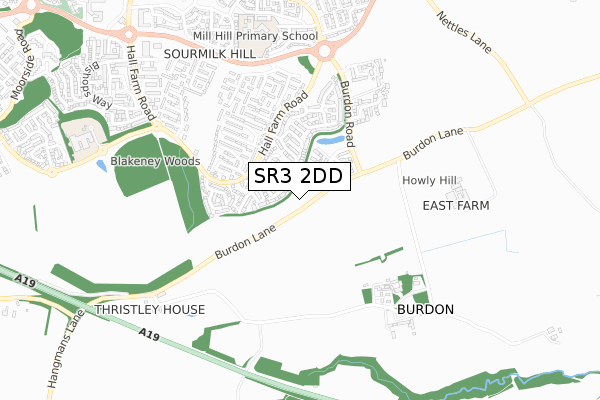 SR3 2DD map - small scale - OS Open Zoomstack (Ordnance Survey)