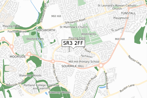 SR3 2FF map - small scale - OS Open Zoomstack (Ordnance Survey)