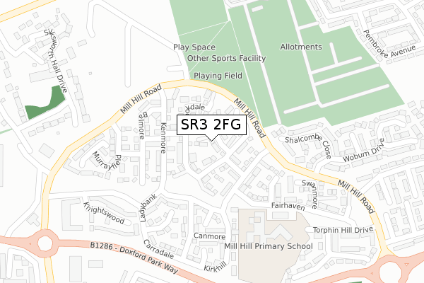 SR3 2FG map - large scale - OS Open Zoomstack (Ordnance Survey)