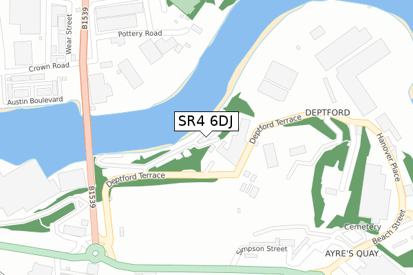 SR4 6DJ map - large scale - OS Open Zoomstack (Ordnance Survey)