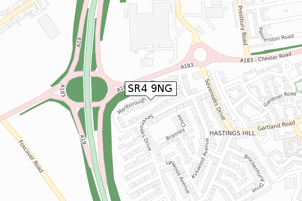 SR4 9NG map - large scale - OS Open Zoomstack (Ordnance Survey)