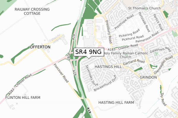 SR4 9NG map - small scale - OS Open Zoomstack (Ordnance Survey)