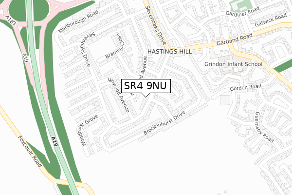 SR4 9NU map - large scale - OS Open Zoomstack (Ordnance Survey)