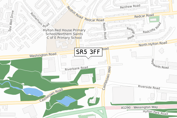 SR5 3FF map - large scale - OS Open Zoomstack (Ordnance Survey)