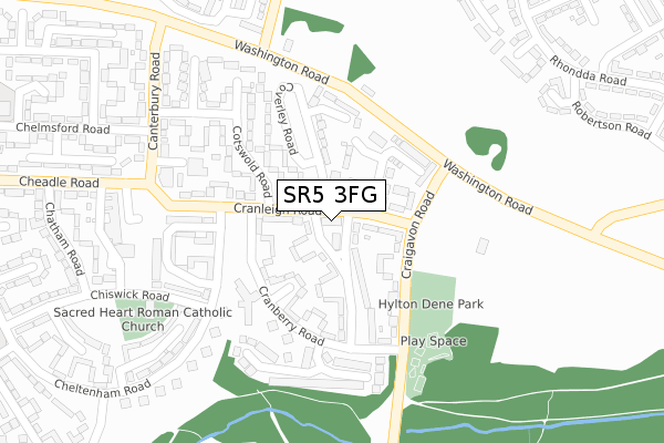 SR5 3FG map - large scale - OS Open Zoomstack (Ordnance Survey)