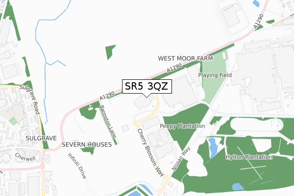 SR5 3QZ map - small scale - OS Open Zoomstack (Ordnance Survey)