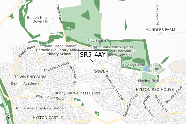 SR5 4AY map - small scale - OS Open Zoomstack (Ordnance Survey) SR5 4AY map - small scale - OS Open Zoomstack (Ordnance Survey)