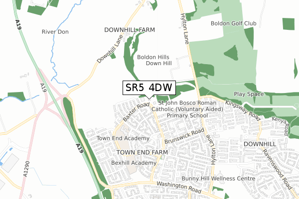 SR5 4DW map - small scale - OS Open Zoomstack (Ordnance Survey)
