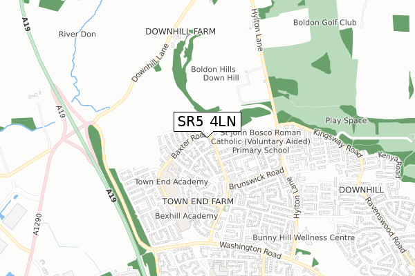 SR5 4LN map - small scale - OS Open Zoomstack (Ordnance Survey)