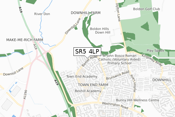 SR5 4LP map - small scale - OS Open Zoomstack (Ordnance Survey)