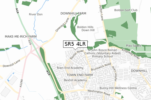SR5 4LR map - small scale - OS Open Zoomstack (Ordnance Survey)