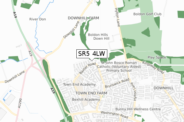 SR5 4LW map - small scale - OS Open Zoomstack (Ordnance Survey)