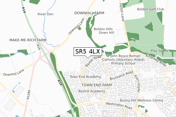 SR5 4LX map - small scale - OS Open Zoomstack (Ordnance Survey)