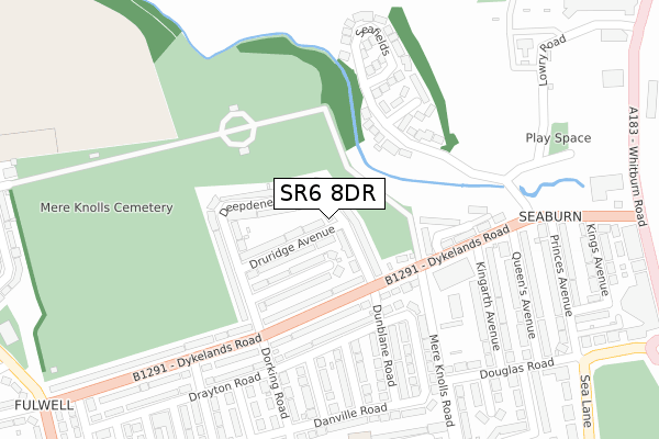 SR6 8DR map - large scale - OS Open Zoomstack (Ordnance Survey)
